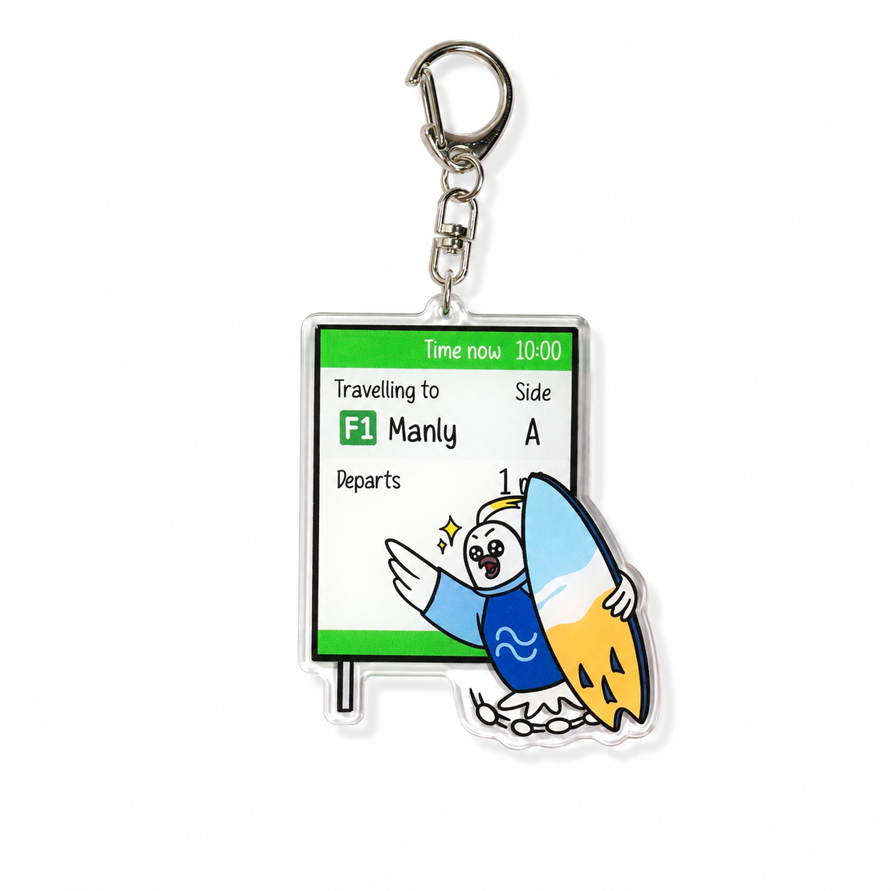 +61 Studio Ferry cockatoo surfboard keychain by 9to5 Studios