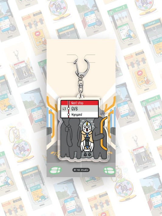 +61 Studio Australian nature gift keychain on cream backing card with green transit logos and silver swivel clasp