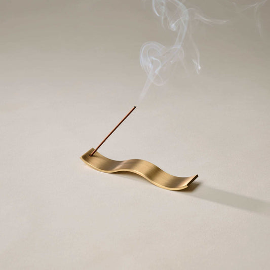 Gentle Habits Brass Wave Incense Holder minimalist solid brass wave-shaped incense stick holder