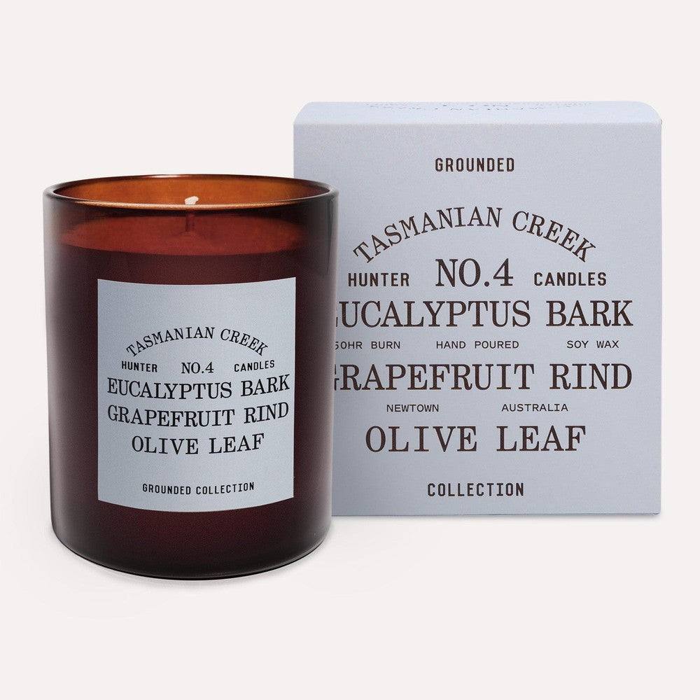 Hunter Candles NO. 4 Tasmanian Creek soy wax candle with eucalyptus bark and grapefruit rind fragrance