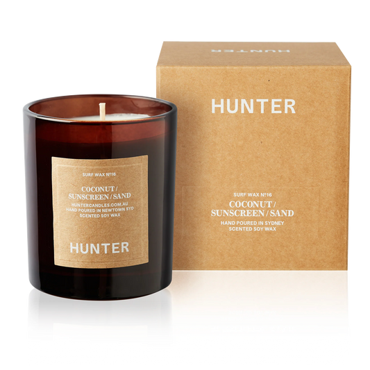 Hunter Candles Surf Wax coconut sunscreen sand soy wax candle hand-poured in Sydney