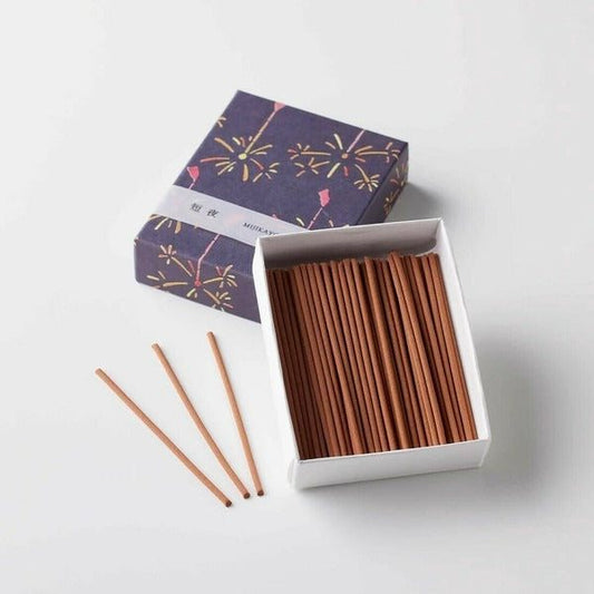Kousaido HANGA Short Night Incense with elegant Japanese seasonal packaging and subtle early summer evening scent