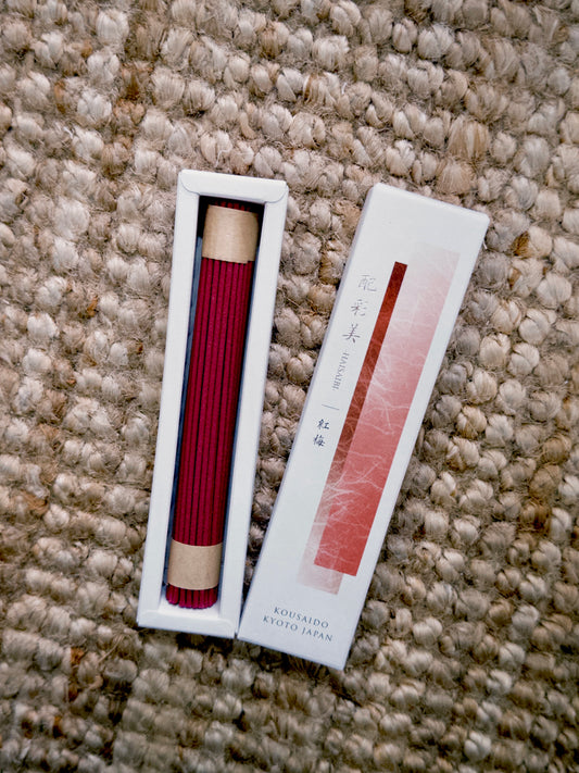 Open Kousaido Haisaibi Red Plum Blossoms incense sticks bundle at 9to5 Studios