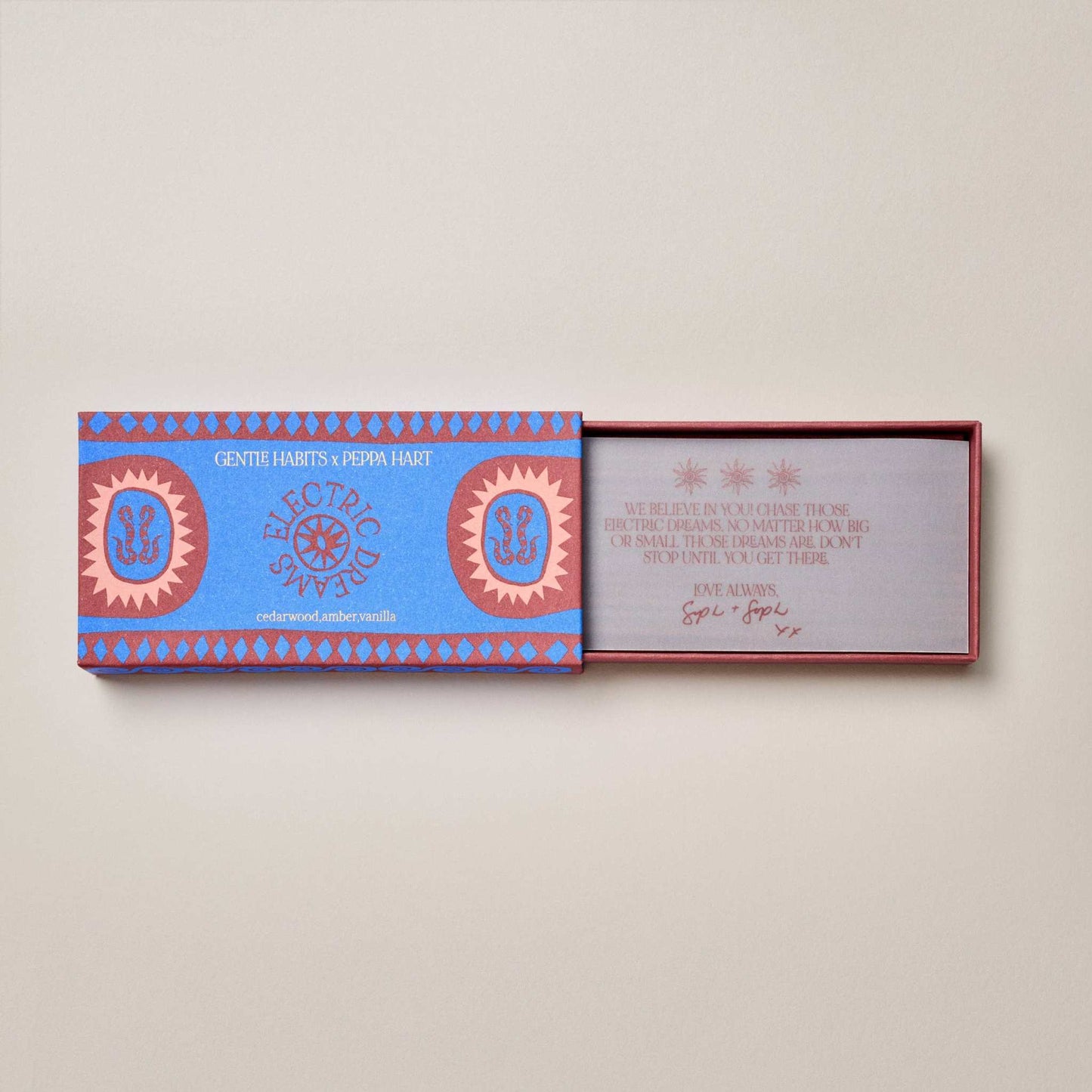 Gentle Habits Electric Dreams incense sticks with bergamot, vetiver, vanilla, cedarwood, sandalwood, and amber scent