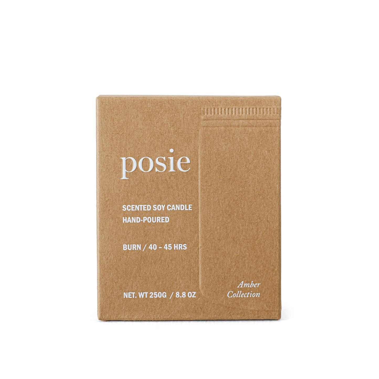 Posie Candle KIN sandalwood bergamot violet leaf in amber glass jar with aluminium lid handcrafted in Australia
