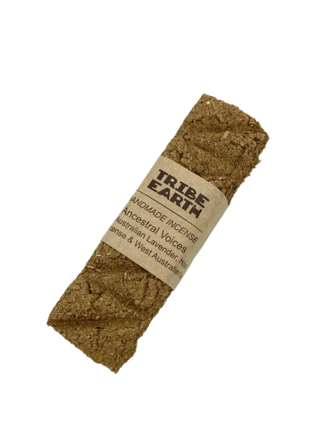 Tribe Earth ANCESTRAL VOICES handmade incense plank with Australian Oak, Lavender, and Frankincense, natural plant-based burn