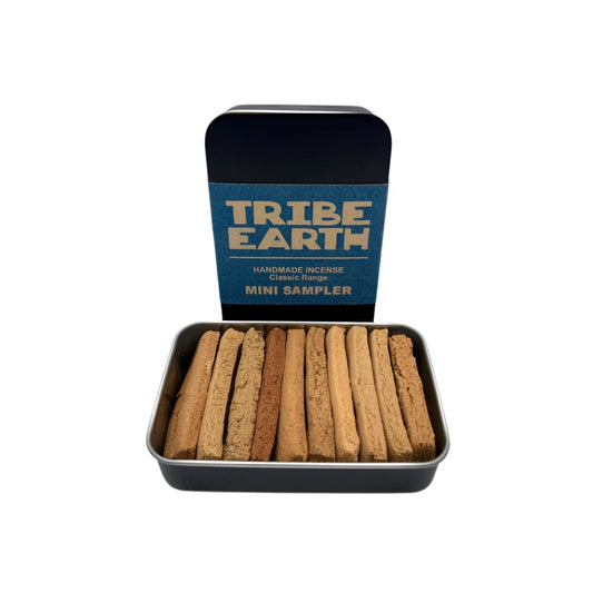 Tribe Earth Mini Sampler Tin with classic handmade incense tiles in a portable tin