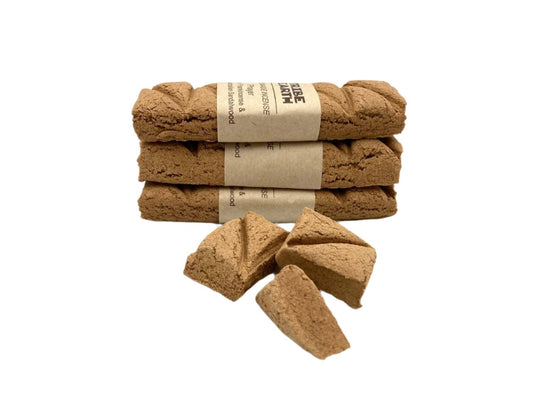 Tribe Earth PRAYER handmade incense plank with sandalwood and frankincense burning in dish