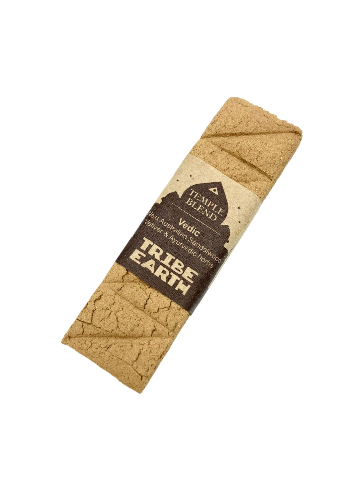 Tribe Earth Vedic-Temple Blend handmade sandalwood and vetiver incense plank with Ayurvedic herbs
