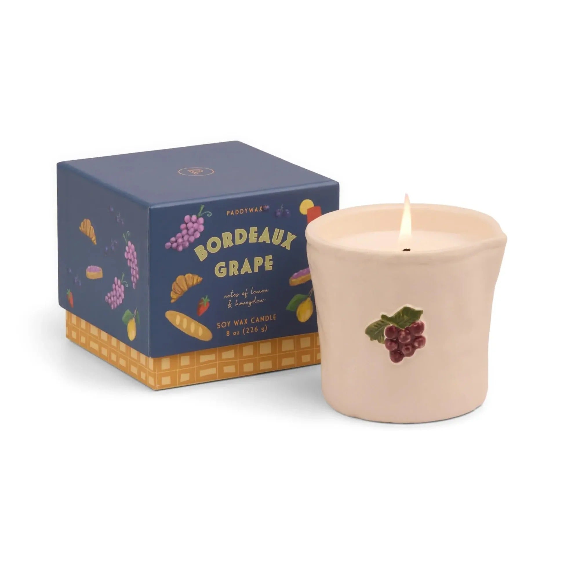9to5 Studios_Paddywax Bistro Grapes Embossed Ceramic Candle - Bordeaux Grape Boxed