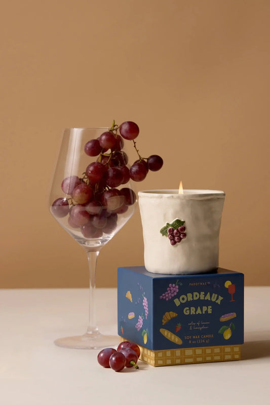9to5 Studios_Paddywax Bistro Grapes Embossed Ceramic Candle - Bordeaux Grape Boxed