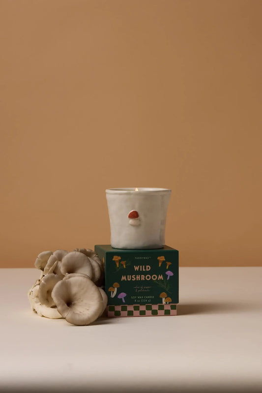 9to5 Studios_Paddywax Bistro Mushroom Embossed Ceramic Candle - Wild Mushroom Boxed