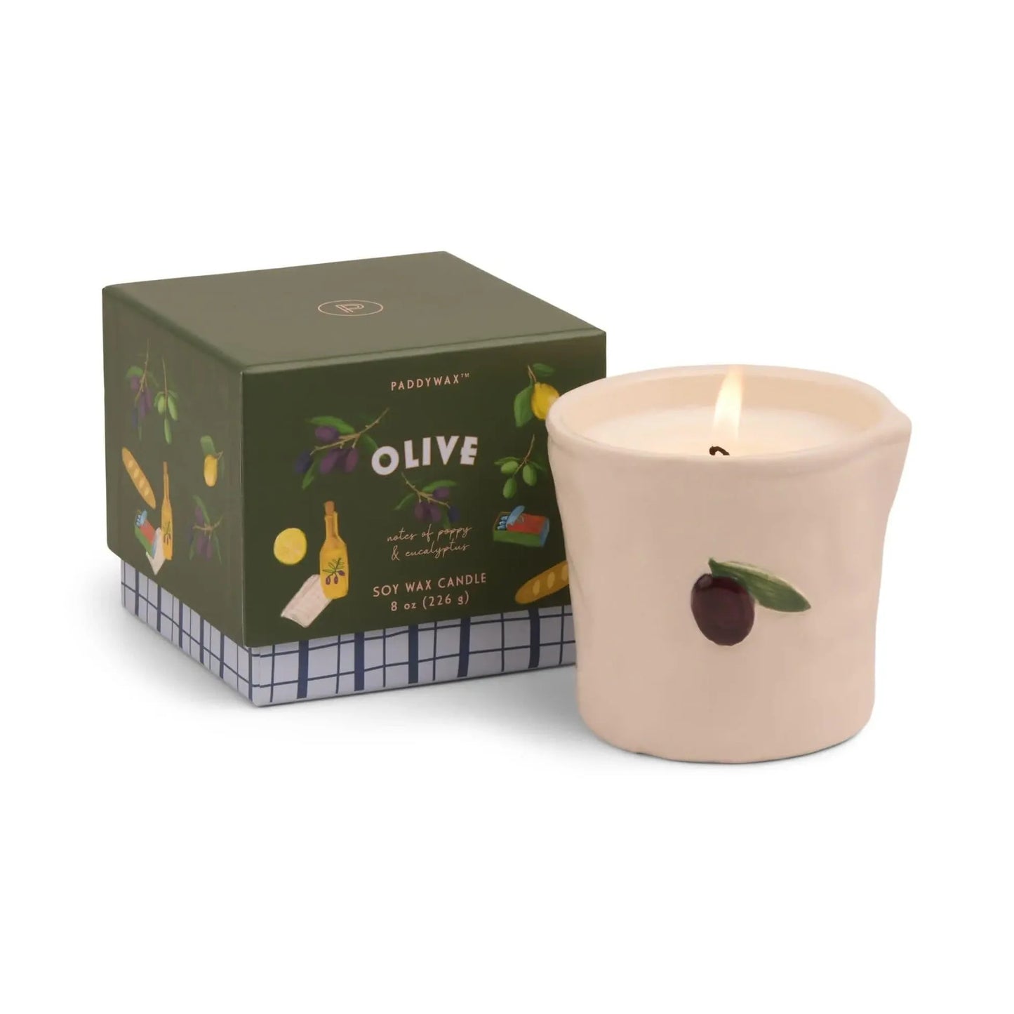 9to5 Studios_Paddywax Bistro Olive Embossed Ceramic Candle - Fig & Olive Boxed