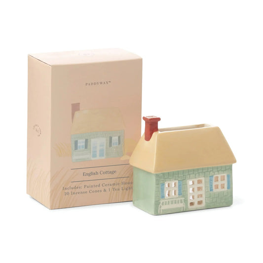 9to5 Studios_Paddywax English Cottage Style Incense & Tea Light Holder Ceramic House - Palo Santo