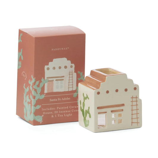 9to5 Studios_Paddywax Santa Fe Adobe Style Incense & Tea Light Holder Ceramic House - Palo Santo