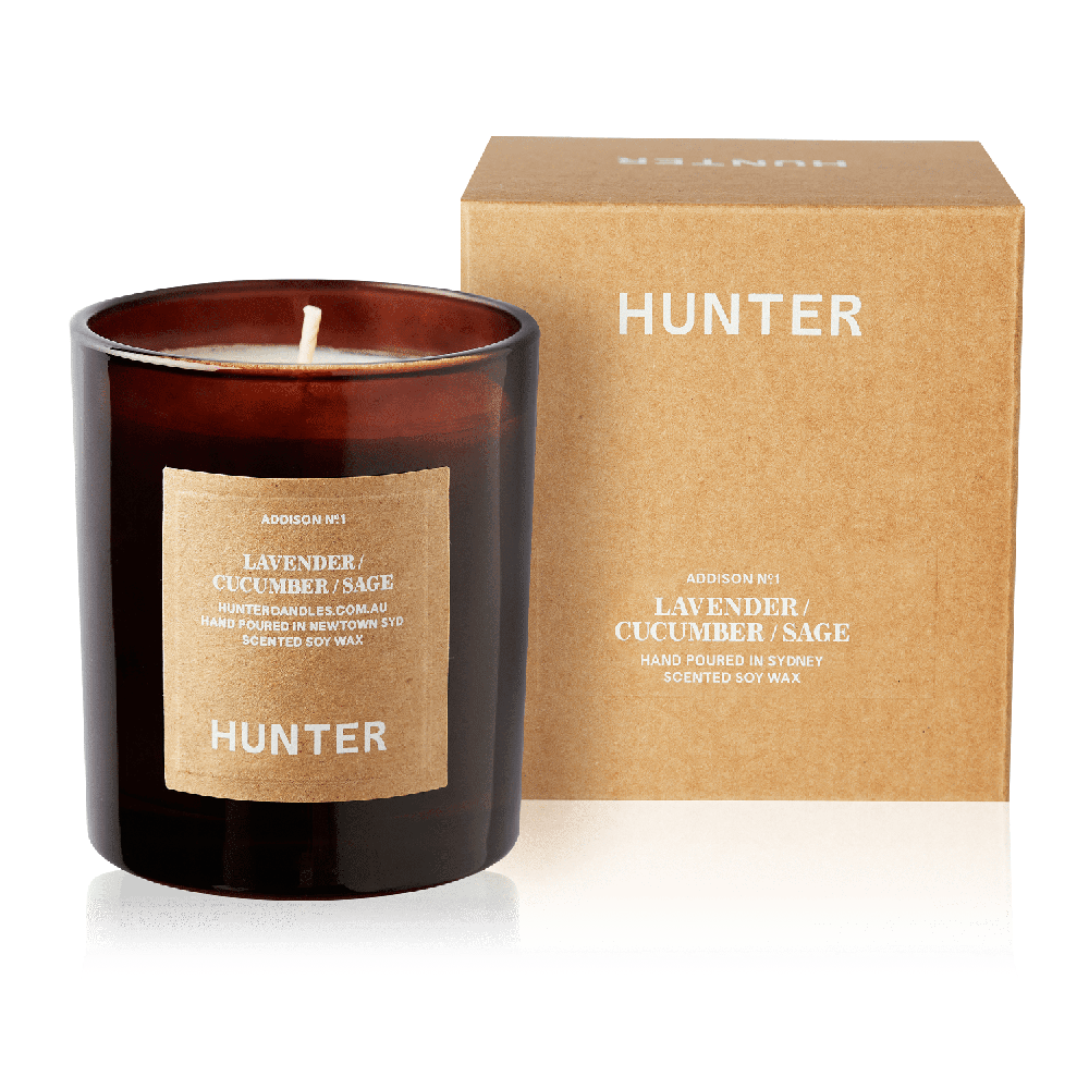 Hunter Candles ADDISON lavender cucumber sage soy wax candle hand-poured in Sydney