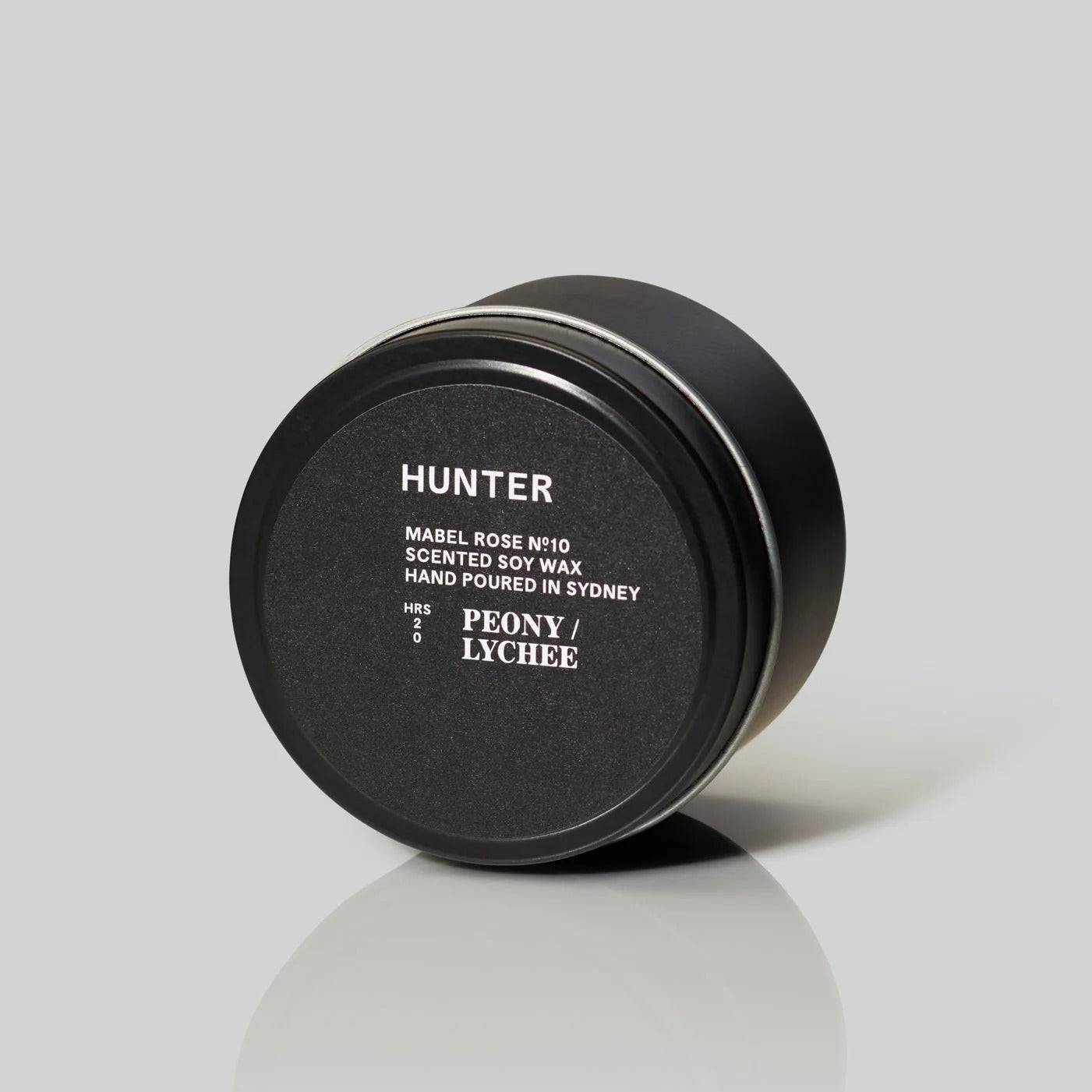 Hunter Candles MABEL ROSE soy wax candle with peony and lychee scent, hand-poured in Sydney, 300g, cotton wick