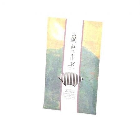 Kousaido Moonlight incense sticks evoking Arashiyama moonlit calm with sandalwood and musk scent