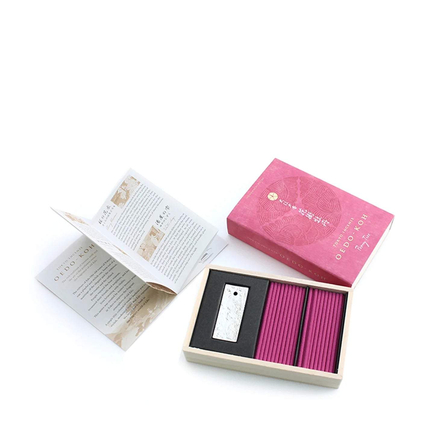Nippon Kodo Oedo-Koh Peony Tree incense sticks with wooden box and holder