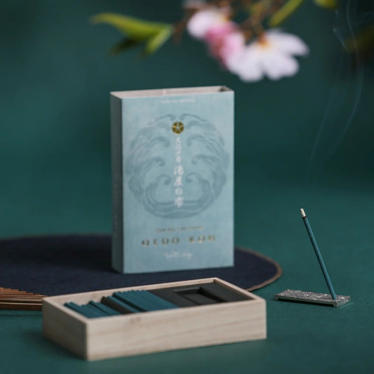 Nippon Kodo Oedo-Koh Water Drop incense set with 60 sticks and wooden box holder
