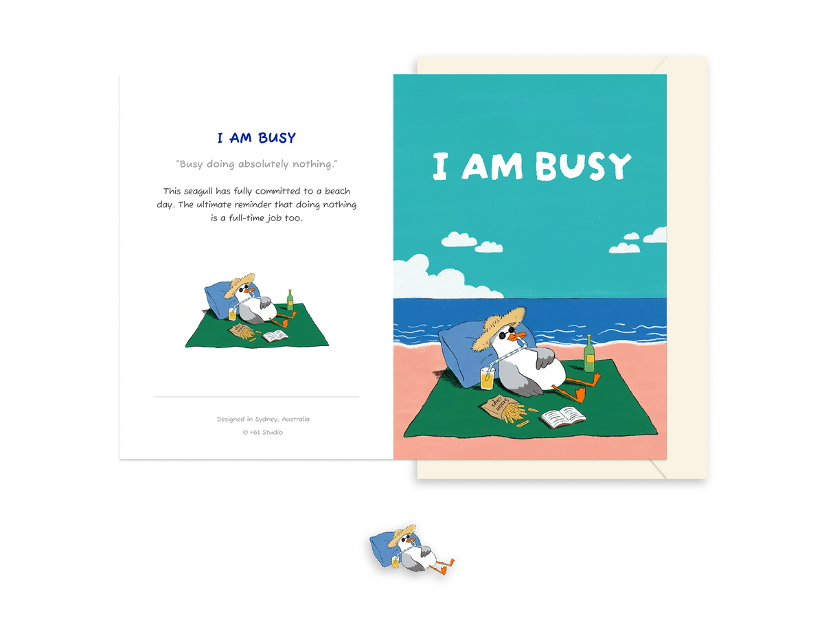 +61 Studio I AM BUSY Greeting Card - Aussie Attitude Series