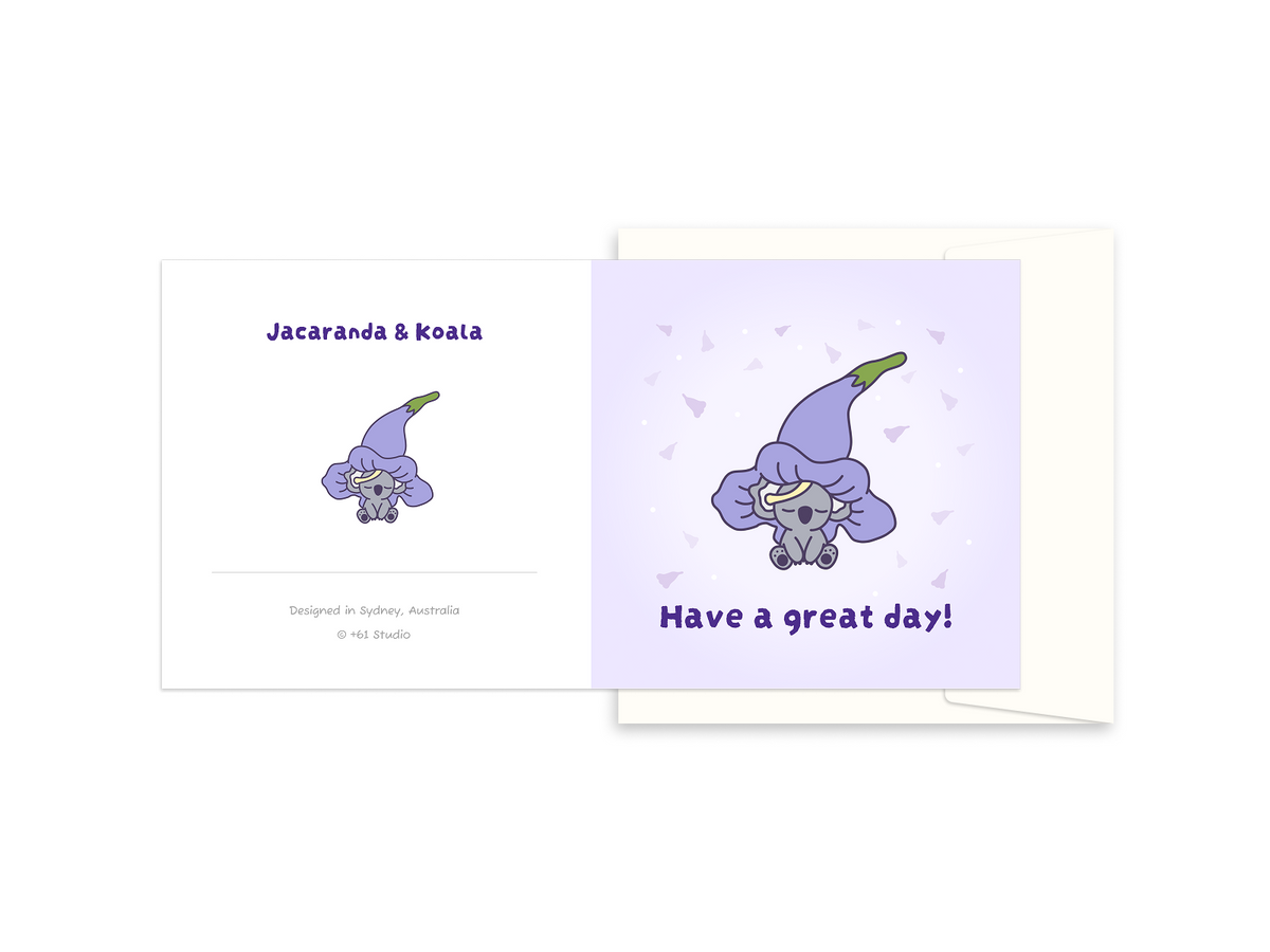+61 Studio Jacaranda & Koala Greeting Card - Aussie Bloom Series