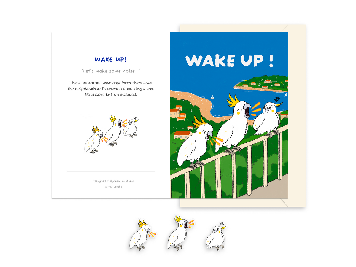 +61 Studio WAKE UP! Greeting Card - Aussie Attitude Series