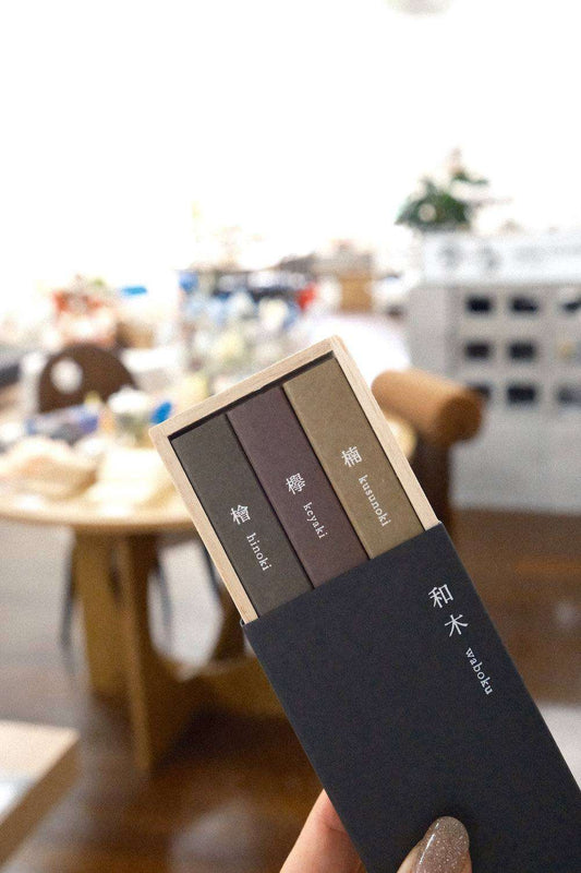 Kousaido WABOKU Japanese wood incense sticks in three distinct scents