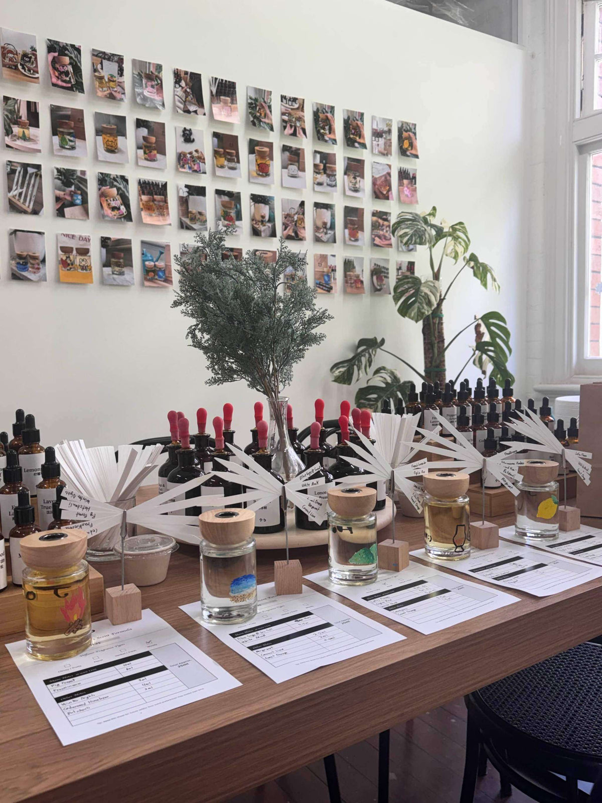 Couple making reed diffuser at Sydney CBD crafting workshop
