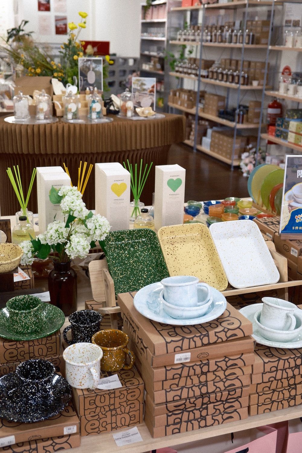 Interior view of 9to5 Studios in Sydney CBD showcasing fragrance, gift cards, and tableware for curated shopping experience