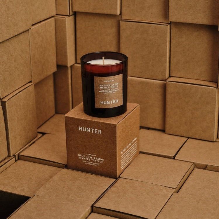 Hunter Candles hand-poured in Sydney with rich earthy scents at 9to5 Studios