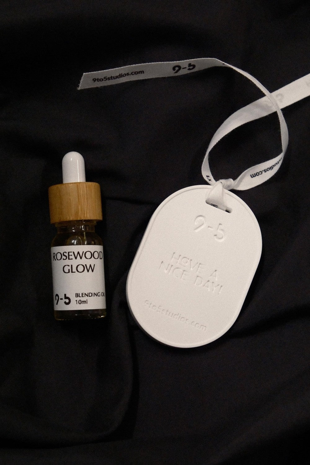 Rosewood Glow oil set with ribbon tag by 9to5 Studios