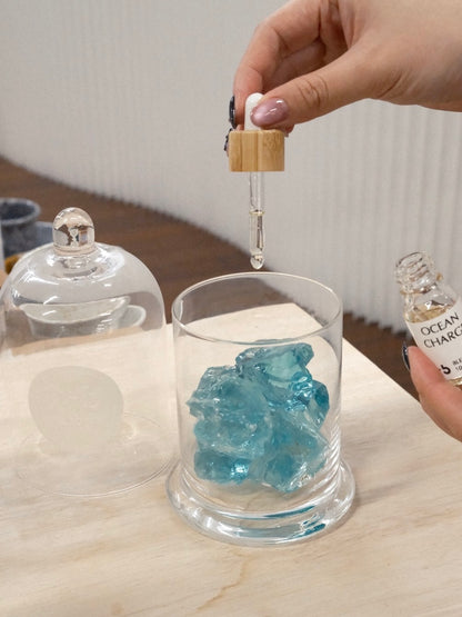 9to5 Studios Ocean Charge blue crystal diffuser with clear oil dropper