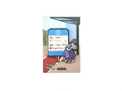 +61 Studio branded Bus Not Stopping magnet on beige card backing packaging
