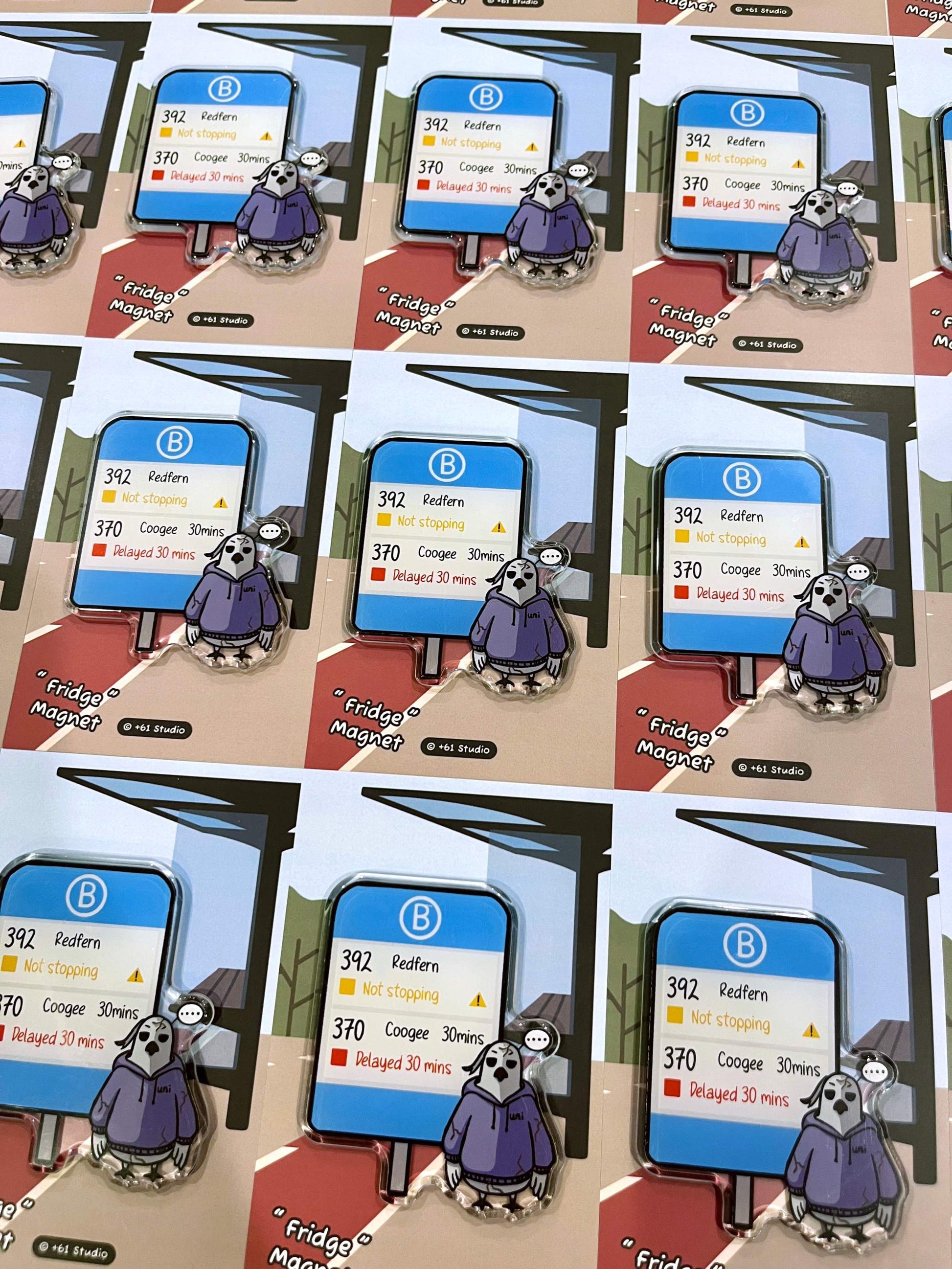 +61 Studio collectible Bus Not Stopping magnet grid display pattern