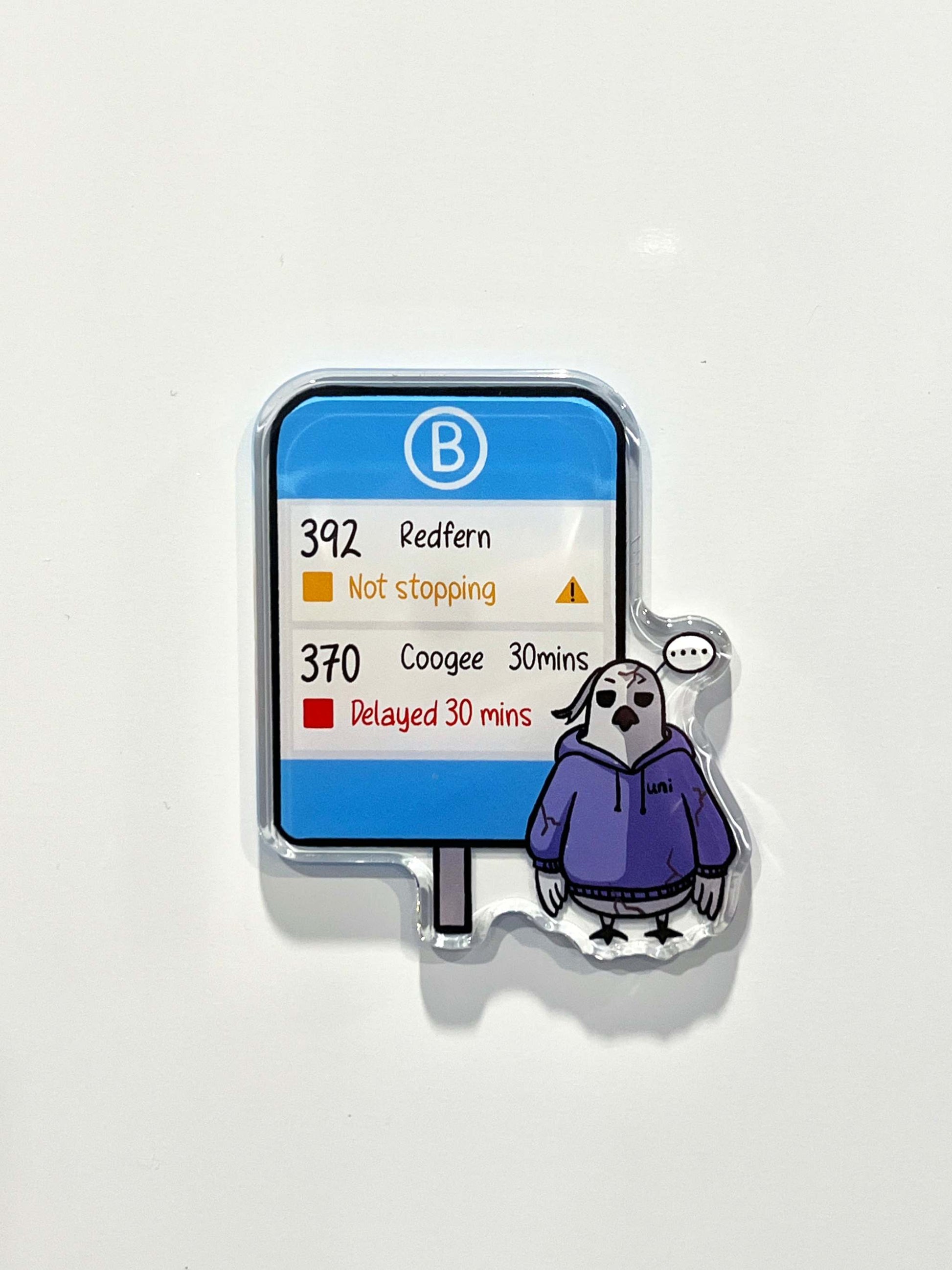 +61 Studio premium optical acrylic Bus Not Stopping magnet detail shot
