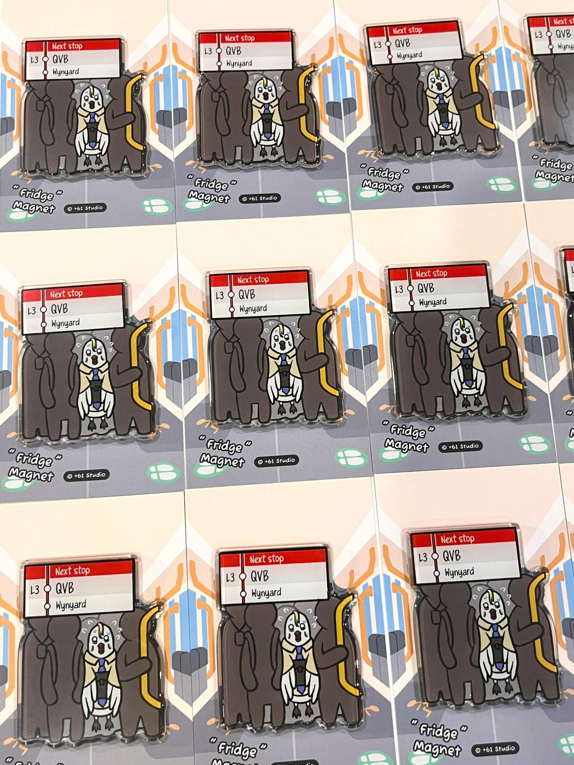 Bulk Grid of Peak Hour Crush Cockatoo Fridge Magnets by 9to5 Studios