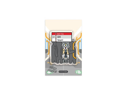 +61 Studio Light Rail Peak Hour Crush Cockatoo Fridge Magnet by 9to5 Studios