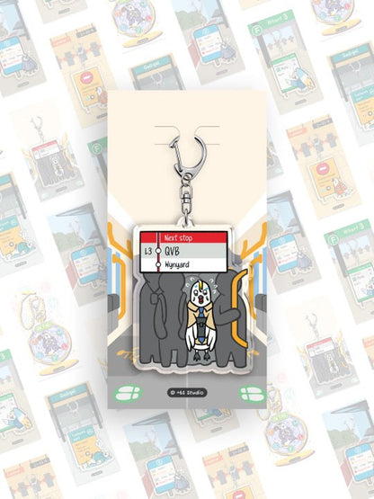 +61 Studio Australian nature gift keychain on cream backing card with green transit logos and silver swivel clasp