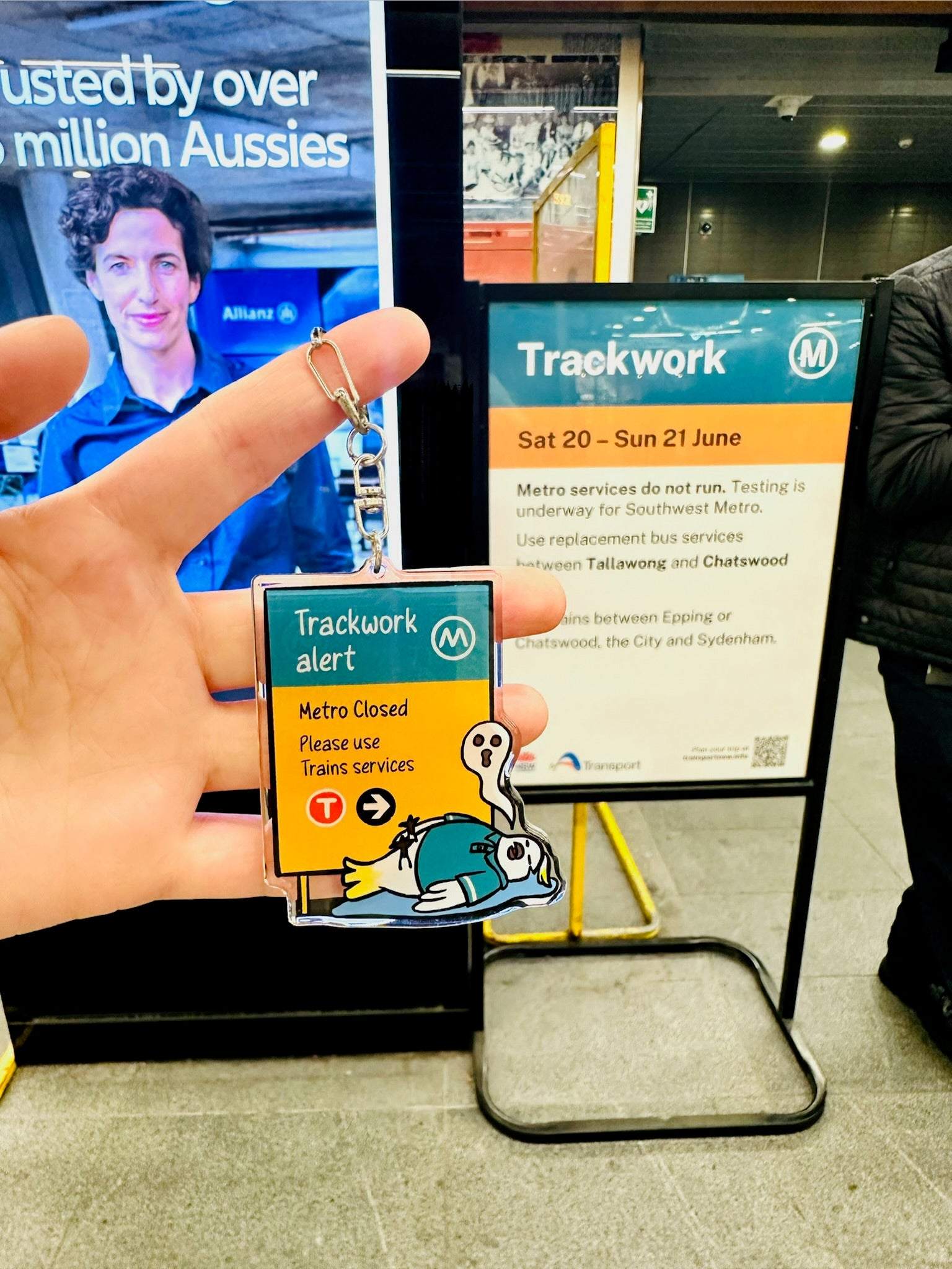 +61 Studio Metro Trackwork Alert cockatoo acrylic keychain