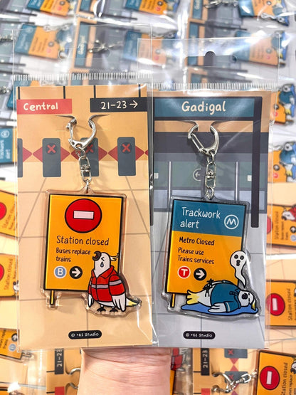 9to5 Studios +61 Studio trackwork alert and station closed acrylic keychains set