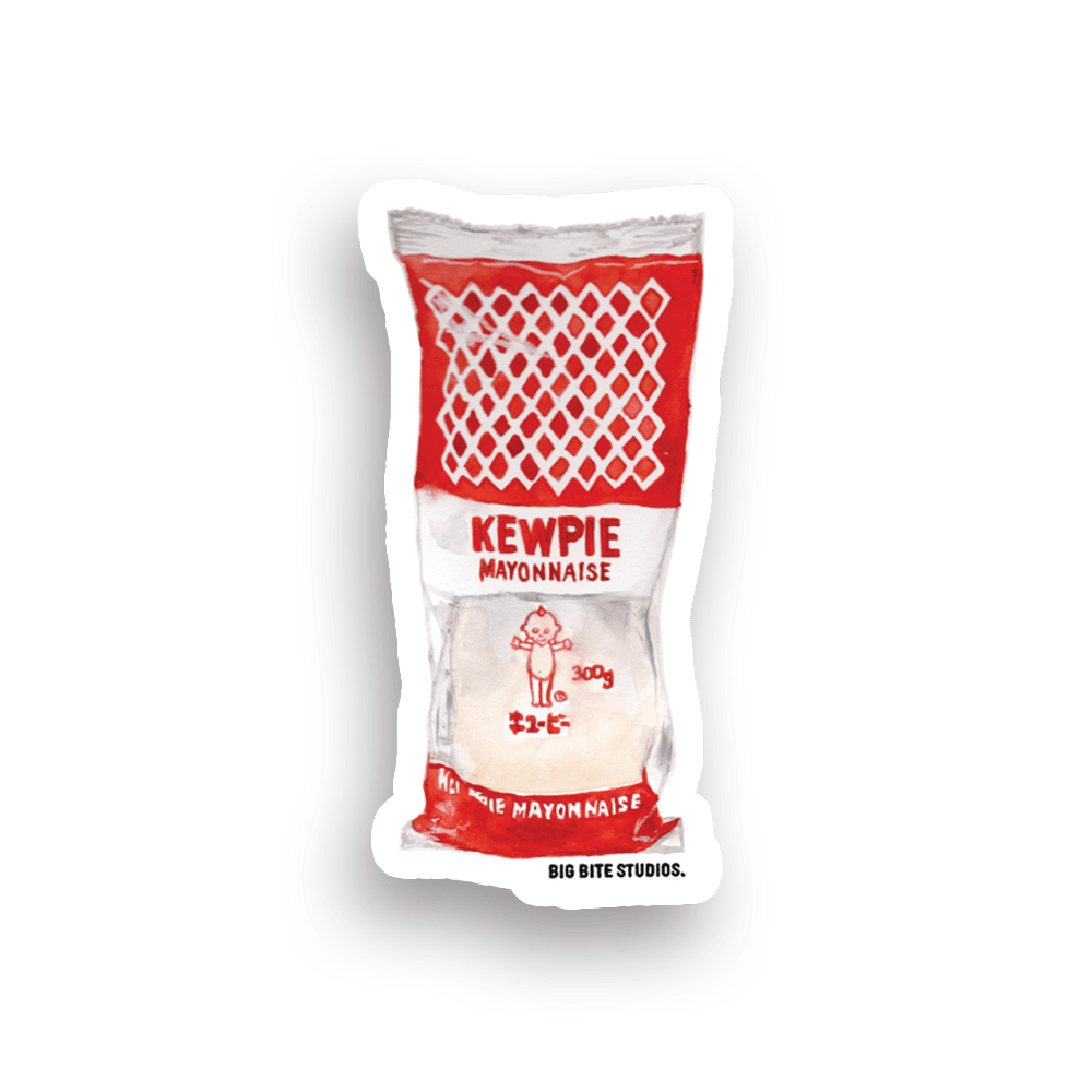 Big Bite Studios Kewpie Mayonnaise squeeze tube magnet with red and white illustrated design