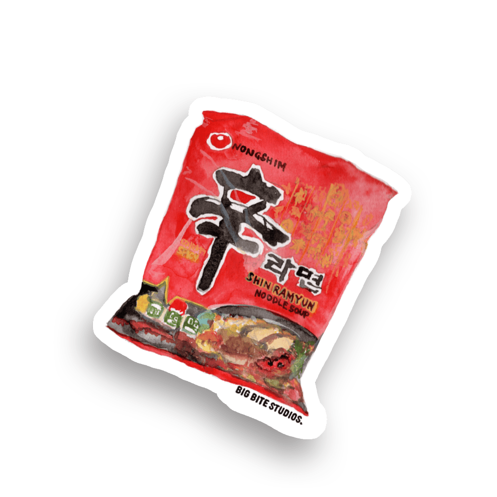 Big Bite Studios Shin Ramen magnet with watercolor ramen bowl illustration