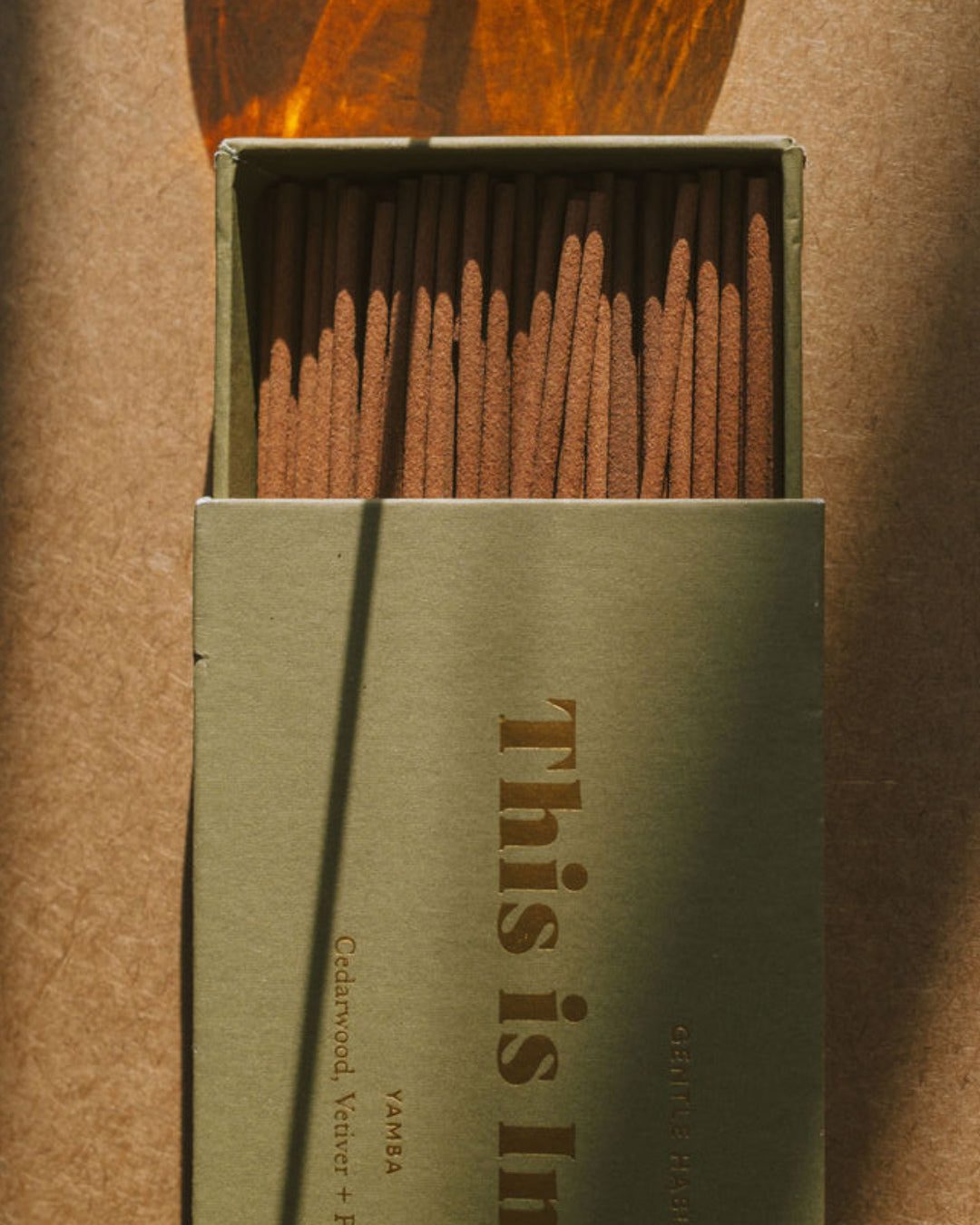 Gentle Habits This Is Incense Yamba pack with 60 woody incense sticks burning 25-30 minutes each