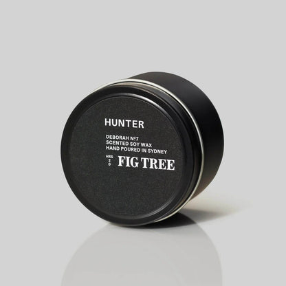 Hunter Candles Deborah無花果樹香氛大豆蠟燭，霧面黑色鐵罐