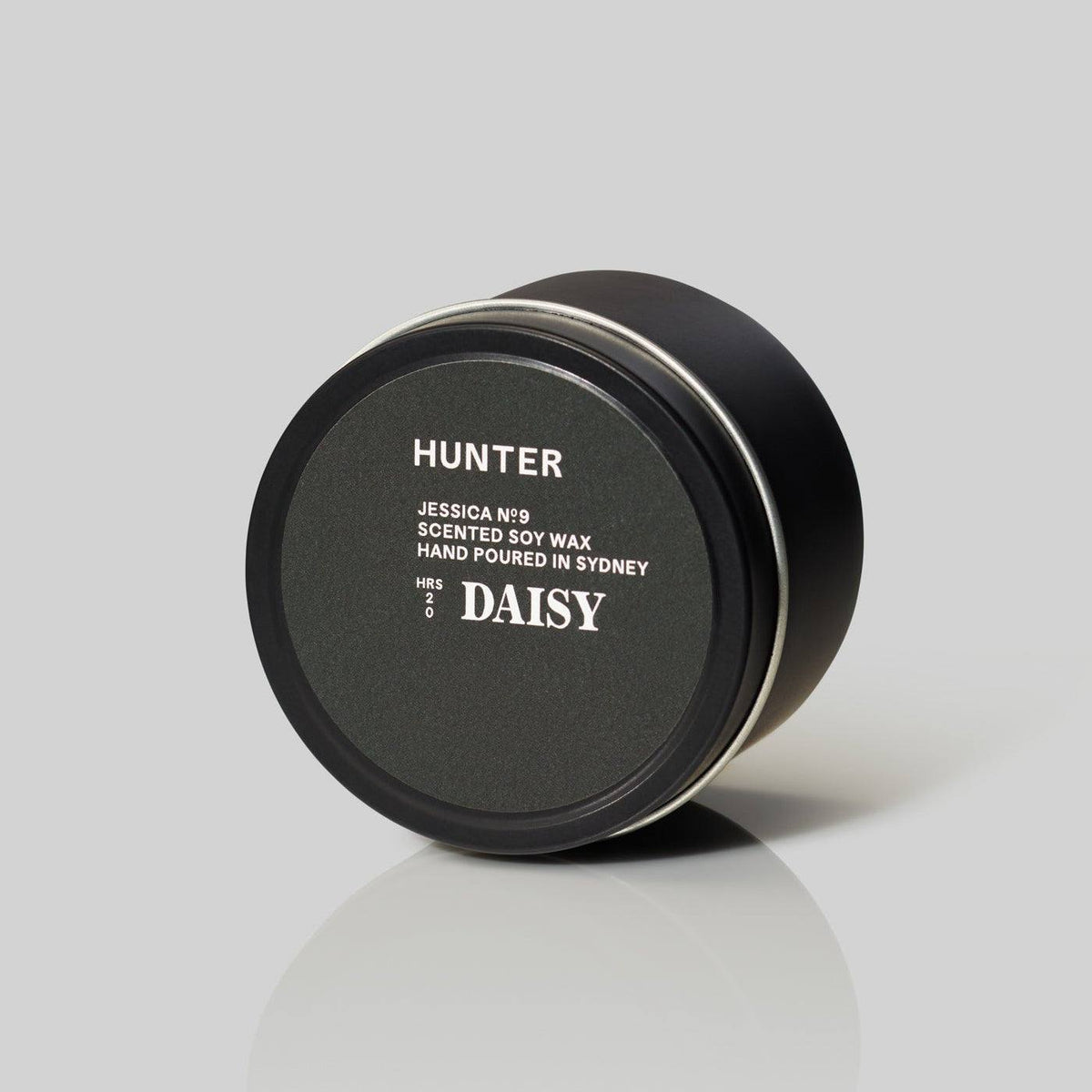 Hunter Candles Jessica Daisy scented soy wax candle in black tin