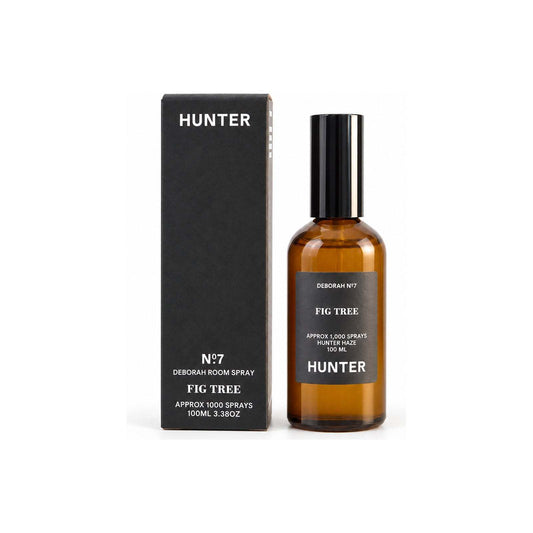 Hunter Candles Fig Tree room spray studio shot with closed black box on white background