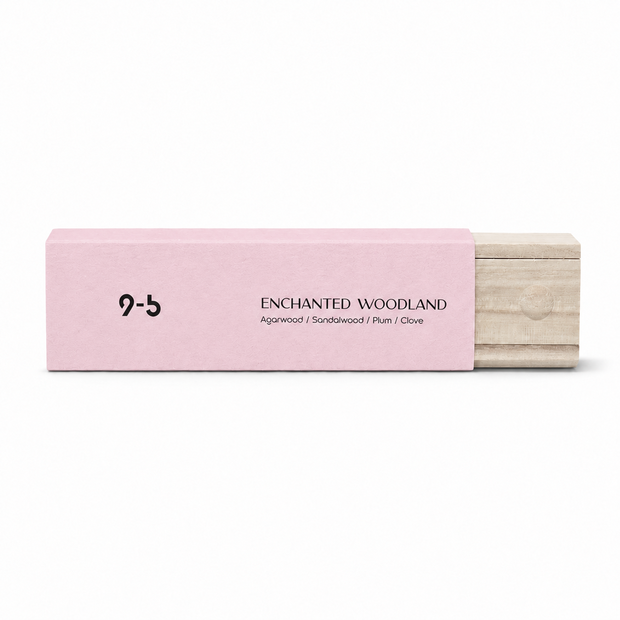 Stack of minimalist incense boxes with wood drawers against green palm leaves