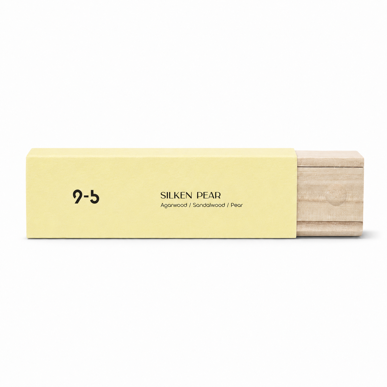 Cream Silken Pear incense box with wood drawer on white