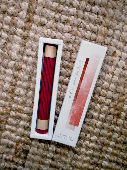 Open Kousaido Haisaibi Red Plum Blossoms incense sticks bundle at 9to5 Studios